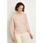 Blusa estampada de cuello redondo, manga larga PIGMEO