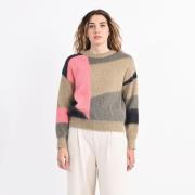 Jersey de cuello redondo con motivo colorblock