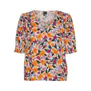 Blusa estampada con cuello de pico