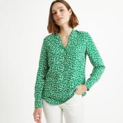 Blusa con cuello tunecino, estampado de flores