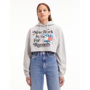 Sudadera crop con capucha, motivo delante