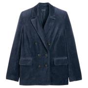 Blazer de corte recto, terciopelo liso