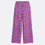 Pantalón ancho con talle alto y estampado de flores